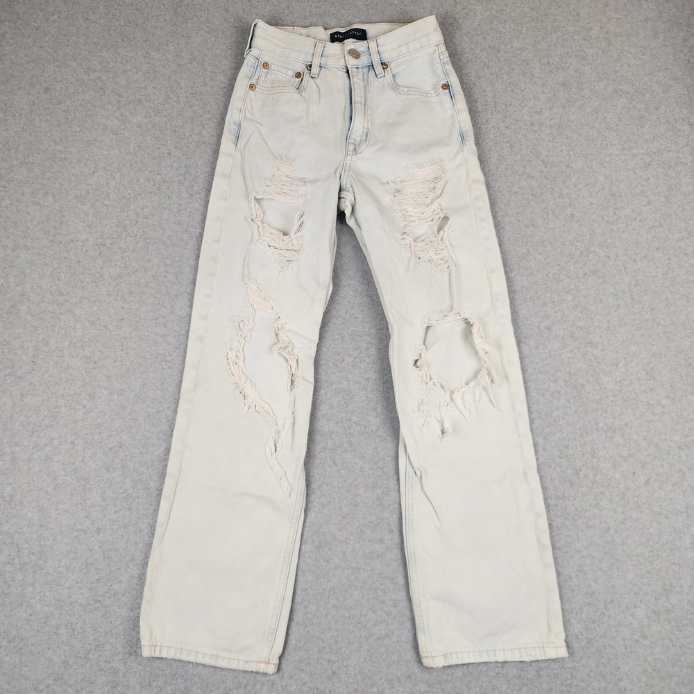 Aeropostale 90s Baggy Distressed Light Wash Jeans Women's Size 000 Regular 24x27